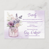 Violette Blumen in Mason Jar Blumenzettel Begleitkarte (Vorderseite)