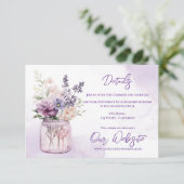 Violette Blumen in Mason Jar Blumenzettel Begleitkarte (Stehend Vorderseite)