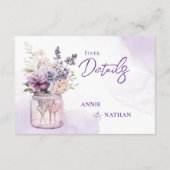 Violette Blumen in Mason Jar Blumenzettel Begleitkarte (Rückseite)