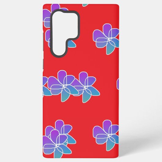 Violette Blumen in Rot Samsung Galaxy Hülle (Rückseite)