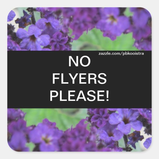 Violette Blumen Keine Flyer Bitte Aufkleber (Vorderseite)