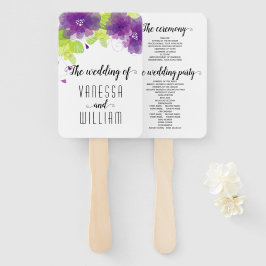 Violette Blumen Kursivschrift Hochzeitsprogramm Fächer