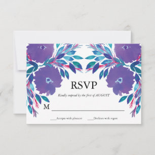 Violette Blumen mit RSVP-Karte Einladung