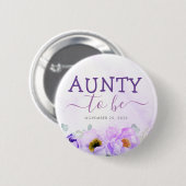 Violette Blumen Niedliche Babydusche Button (Vorne & Hinten)