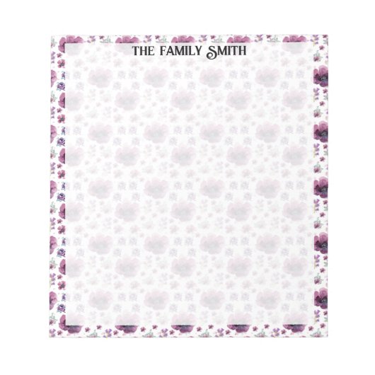 violette Blumen Notizblock (Vorderseite)