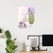 Violette Blumen Pfauenhochzeitzeichen Poster (Heimbüro)