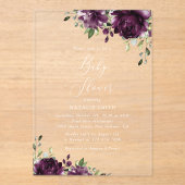 Violette Blumen, Pflaume, Blume, Boho, Babydusche Acryleinladungen (Vorderseite)