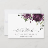 Violette Blumen, Pflaume, Blume, Boho, Babydusche Dankeskarte (Vorderseite)