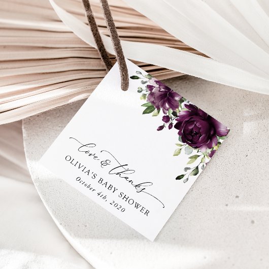 Violette Blumen, Pflaume, Blume, Boho, Babydusche Geschenkanhänger