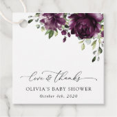 Violette Blumen, Pflaume, Blume, Boho, Babydusche Geschenkanhänger (Vorderseite)