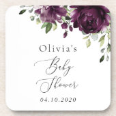 Violette Blumen, Pflaume, Blume, Boho, Babydusche Getränkeuntersetzer (Vorderseite)