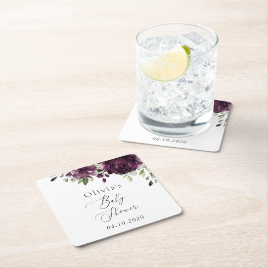 Violette Blumen, Pflaume, Blume, Boho, Babydusche Rechteckiger Pappuntersetzer (Vor Ort)