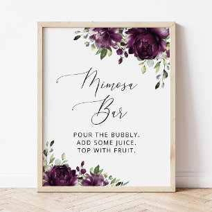 Violette Blumen, Pflaumen, Blume, Boho, Mimosa Bar Poster