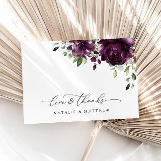 Violette Blumen, Pflaumenblumen, Boho, Blumenzehen Dankeskarte