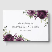 Violette Blumen, Pflaumenblumen, Boho, Blumenzehen Gästebuch (Vorderseite)