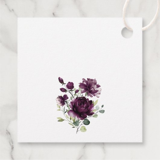 Violette Blumen, Pflaumenblumen, Boho, Blumenzehen Geschenkanhänger (Rückseite)
