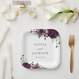 Violette Blumen, Pflaumenblumen, Boho, Blumenzehen Pappteller