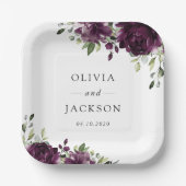 Violette Blumen, Pflaumenblumen, Boho, Blumenzehen Pappteller (Vorderseite)