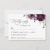Violette Blumen, Pflaumenblumen, Boho, Blumenzehen RSVP Karte (Vorderseite)