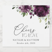 Violette Blumen, Pflaumenblumen, Boho, Blumenzehen Schaumweinetikett (Einzelnes Label)