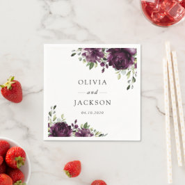 Violette Blumen, Pflaumenblumen, Boho, Blumenzehen Serviette