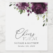 Violette Blumen, Pflaumenblumen, Boho, Blumenzehen Weinetikett (Einzelnes Label)