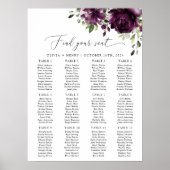 Violette Blumen, Pflaumenblumen, Boho, Sitzplan Poster (Vorne)
