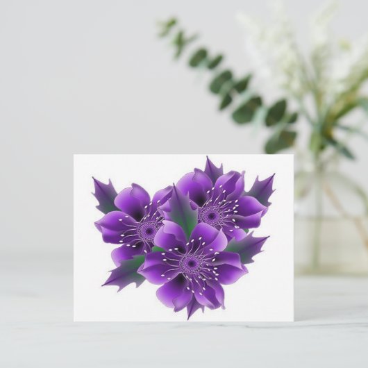 violette Blumen Postkarte (Stehend Vorderseite)