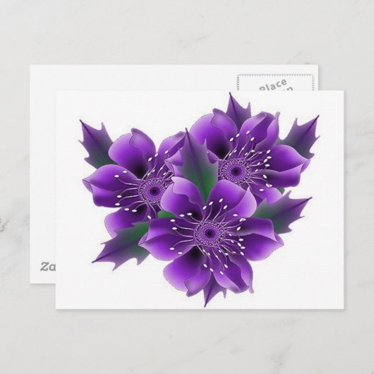 violette Blumen Postkarte (Vorne/Hinten)