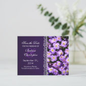 violette Blumen Save the Date Postkarten (Stehend Vorderseite)