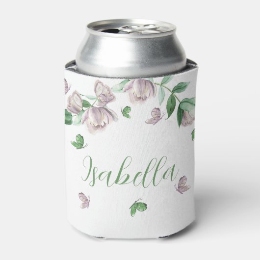 violette Blumen, Schmetterlinge Dosenkühler (Kanne Vorderseite)