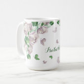 violette Blumen, Schmetterlinge Kaffeetasse (Vorderseite Links)