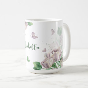 violette Blumen, Schmetterlinge Kaffeetasse