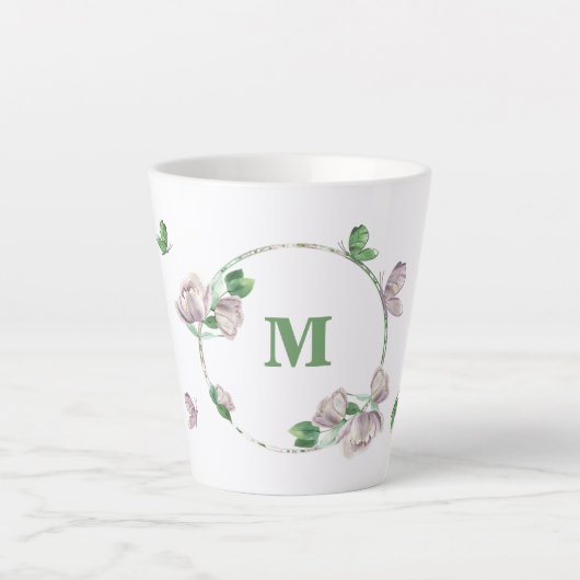 violette Blumen, Schmetterlinge Milchtasse (Vorderseite)