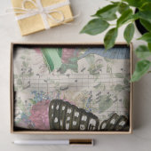 Violette Blumen, Schmetterlinge mit Musikdekoupage Seidenpapier (Geschenk)