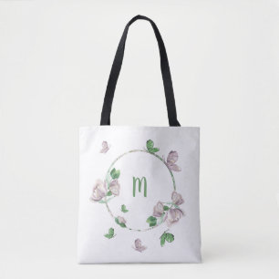 violette Blumen, Schmetterlinge Tasche