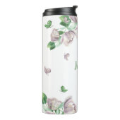 violette Blumen, Schmetterlinge Thermosbecher (Nach links gedreht)