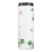 violette Blumen, Schmetterlinge Thermosbecher (Rückseite)