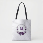 violette Blumen silberne Blätter Marmortüte Tasche (Vorderseite)