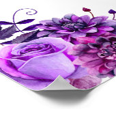 Violette Blumen Sitzkarte drucken. Blumenhochzeit Poster (Ecke)