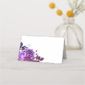 Violette Blumen Sitzkarte. Hochzeitsflora Platzkarte (Vorderseite)