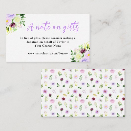 Violette Blumen und Blätter Geburtstag Ein Hinweis Begleitkarte (Vorne/Hinten)