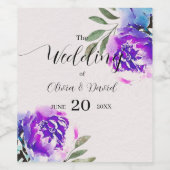 Violette Blumen und Foliage Weinetikett (Einzelnes Label)