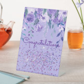 Violette Blumen und Glitzer Tafelschild Sockelschild (In Situ)