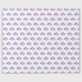 Violette Blumen und Grünmuster Geschenkpapier (Flach)