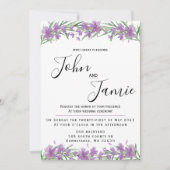 Violette Blumen und Grünpflanzen Einladung zur Hoc (Vorderseite)