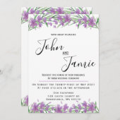 Violette Blumen und Grünpflanzen Einladung zur Hoc (Vorne/Hinten)