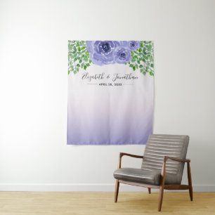 Violette Blumen und Grünpflanzen Wedding Foto Pr Wandteppich