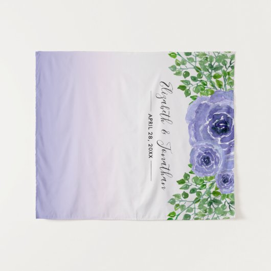 Violette Blumen und Grünpflanzen | Wedding Foto Pr Wandteppich (Vorderseite (Horizontal))