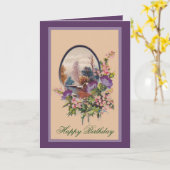 Violette Blumen und Holly Karte (Gelbe Blume)